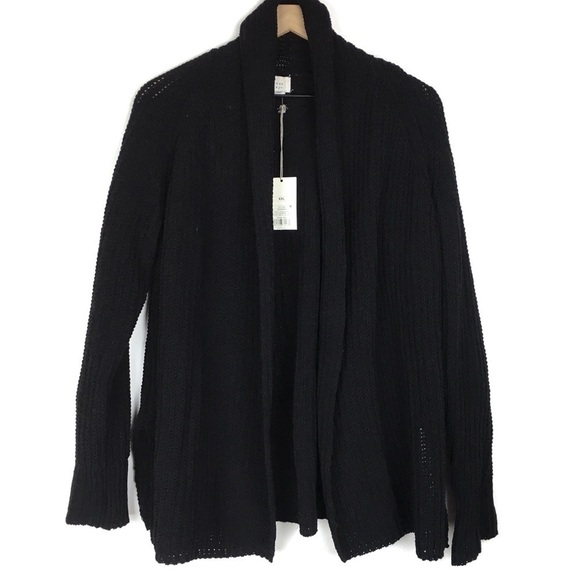 A NEW DAY Cardigan Sweater Solid Black Minimalist Capsule Wardrobe Size XXL NWT - Picture 1 of 11